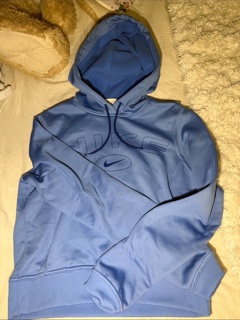 Nike Light Blue Pullover Hoodie with Embossed Logo